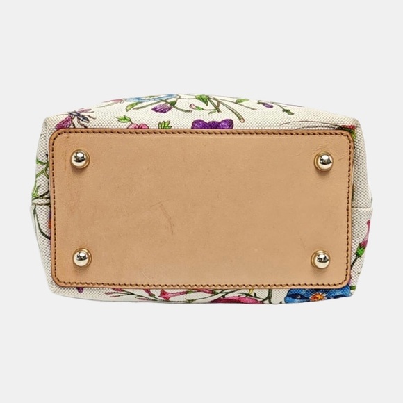Gucci White Flora Floral Canvas Bamboo
Top Handle Mini Tote Bag - Picture 11 of 12